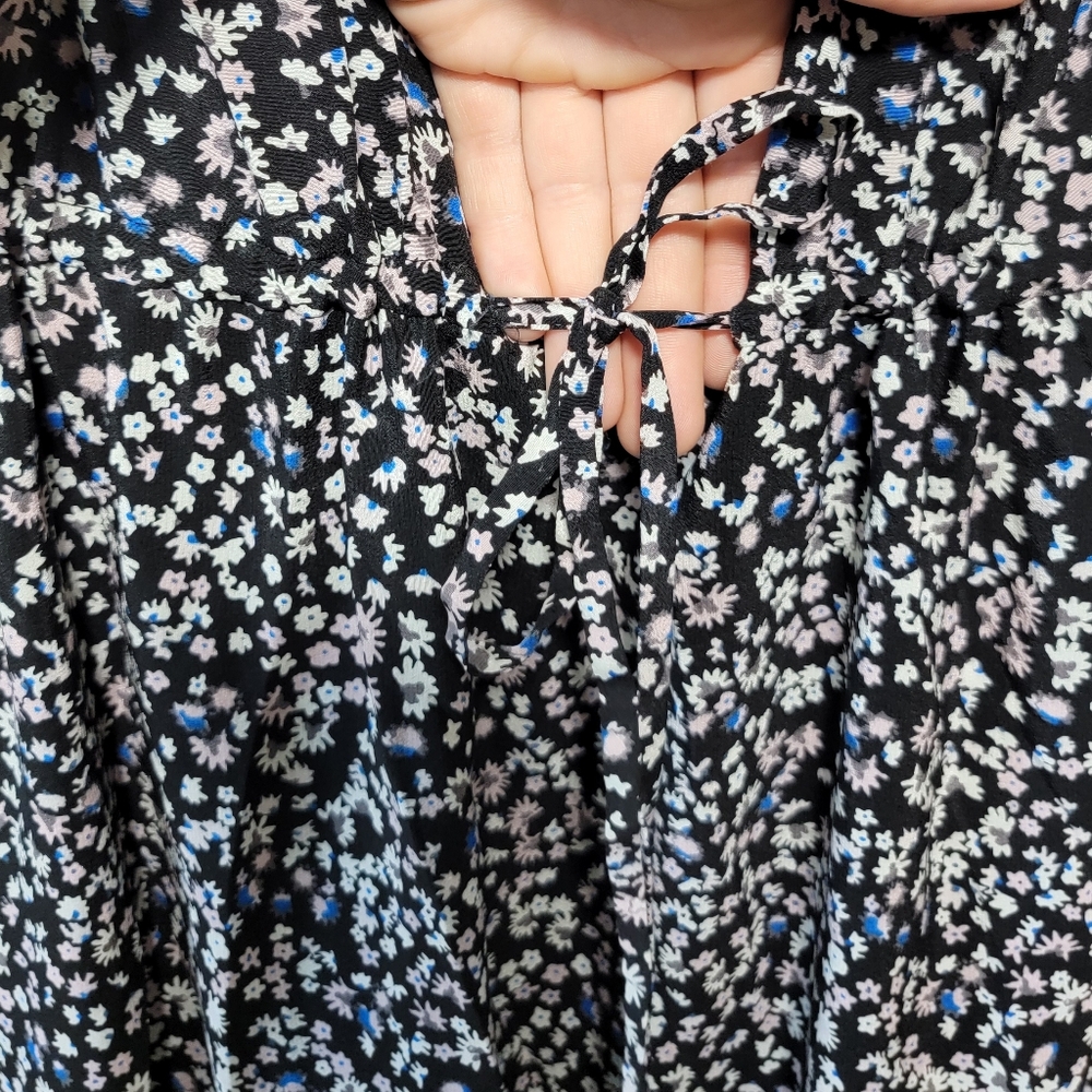 Rebecca Taylor Pop Ditsy Flower Silk Tie Waist Knee Length NWT Dress - Picture 5 of 10